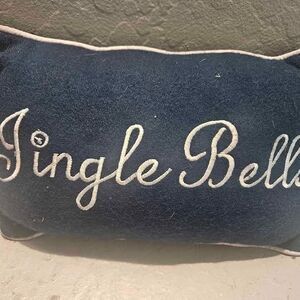 Felted Wool Christmas Pillows 'Jingle Bells' and 'Noel' Set of 2